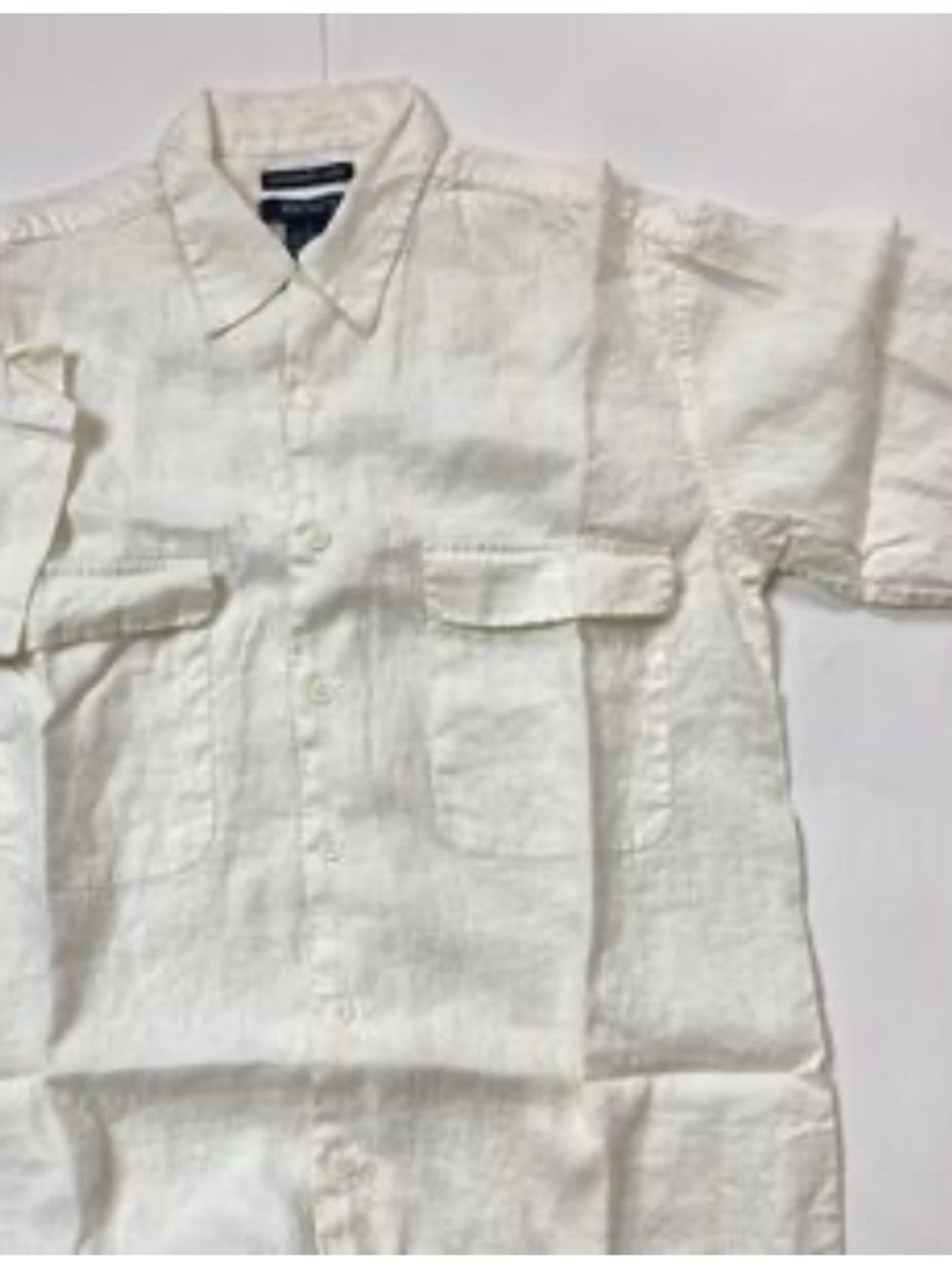 BRUNO WASHABLE LINEN White Linen Men's Shirt Size S